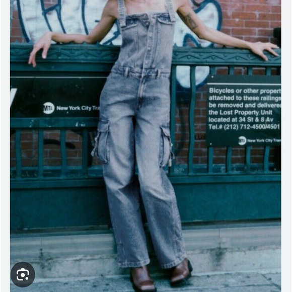 Zara TRF DENIM CARGO JUMPSUIT - Picture 3 of 10